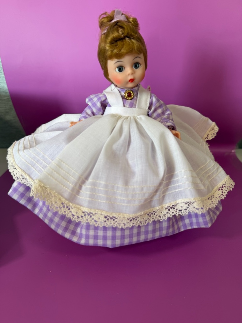 Vtg Madame Alexander “Meg” #414 8” Little Women Collection Doll Tag,Box, Stand